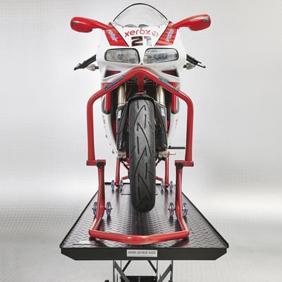 Datona® Xtreme Paddockstand Voorwiel Motor - Balhoofd Lift - Voor Onderhoud & Winterstalling - Max 250 kg - Rood