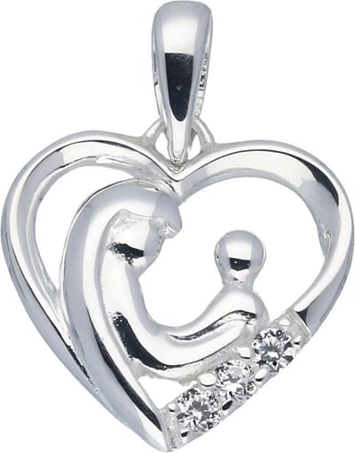 Lifetime Love hanger - familie - zilver - opengewerkt hart - 3 kinderen - zirkonia - 14 x 14 mm