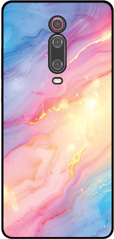 Smartphonica Telefoonhoesje Geschikt voor Xiaomi Mi 9T met Regenboog Glitter Marmer Opdruk - TPU Backcover Case Rainbow Glitter Marble Design geschikt voor Xiaomi Mi 9T