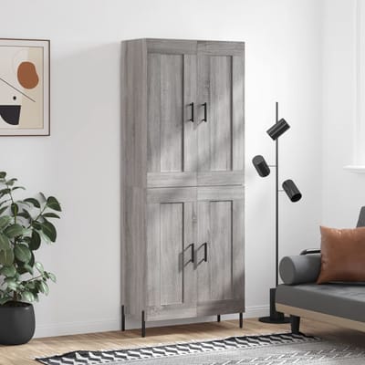 vidaXL - Hoge - kast - 69,5x34x180 - cm - bewerkt - hout - grijs - sonoma - eikenkleurig