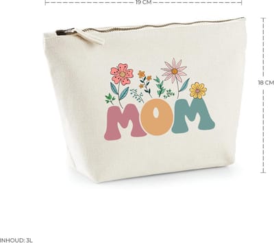Mom tasje – Beige – Moeder cadeau – Bloemen - Geschenk
