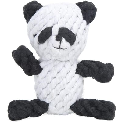 Cartoon Dier Vorm Puur Handmatig Weven Huisdier Katoenen Touw Bijten Kauwen Molaar Speelgoed voor HondenPanda Panda white