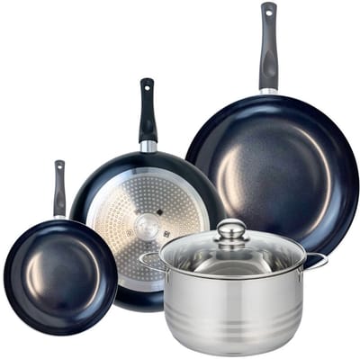 Set van 3 Koekenpannen 20, 28 en 32 cm en 1 braadpan 24 cm Elo Prima Brillant