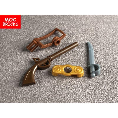 6 sets/partij MOC Blokken Piraat Vuursteen Musket Keizerlijke Soldaat Wapen Pistool 2561 Educatieve Figuren Blokken Kinderen Cadeaus Poppen