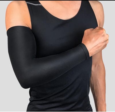Set fiets armwarmers ( 2 stuks ) – Zwart - verbeterde versie 2023 - armstukken – cycling arm sleeves – armbeschermers – sport armmouwen - Maat XXL