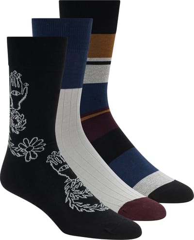 Scotch & Soda 3PK MENS NON TERRY CREW Heren Sokken - Black - Maat OS