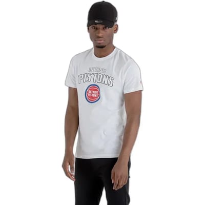 New Era Nba Regular Detroit Pistons T-shirt Met Korte Mouwen Wit M Man