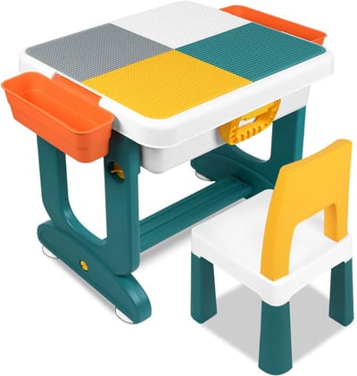 Kindertafel Met Stoelen Set Type A | Met Opbergdoos En Hoogteverstelbaar | Multifunctioneel Dubbelzijdig Tafelblad NAIZY