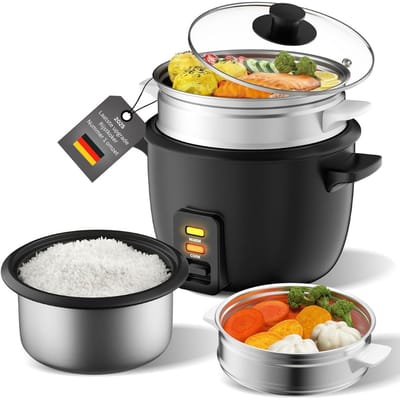Rijstkoker met Stomer - Multicooker - Warmhoudfunctie - Zwart