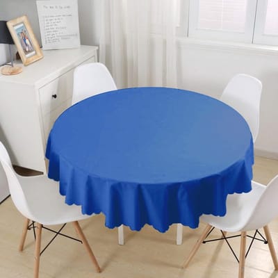 Rond Tafelkleed Ø140cm - Bedrukt Velvet Textiel - Effen donkerblauw - Tafelkleden - Tafellaken