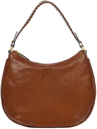 BRIC'S Leren Schoudertas Volterra Hobo Bag Tobacco Bruine