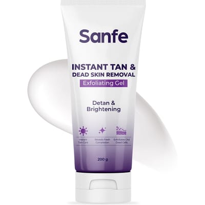 Sanfe Instant Zelfbruiner & Dode Huid Verwijderende Exfoliërende Gel | Zichtbaar Verwijderen van Zelfbruiner | AHA Exfoliatie in Minuten | Gladde & Stralende Huid | 200g white