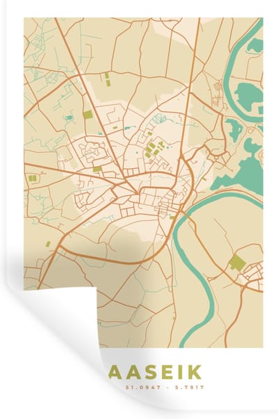 Muurstickers - Sticker Folie - België - Stadskaart - Plattegrond - Maaseik - Kaart - 20x30 cm - Plakfolie - Muurstickers Kinderkamer - Zelfklevend Behang - Zelfklevend behangpapier - Stickerfolie