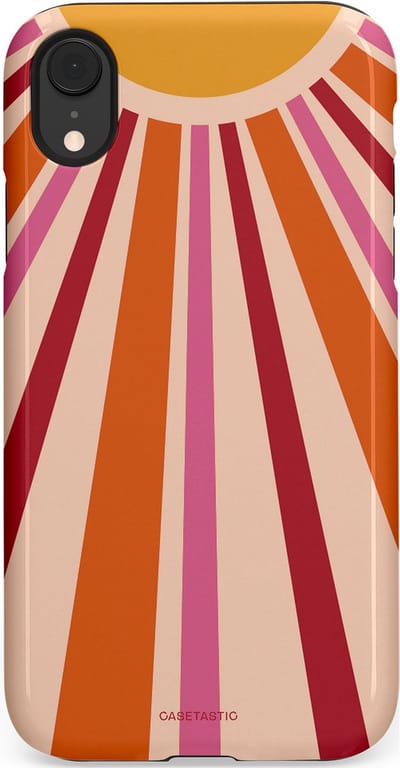 Casetastic Hoesje Geschikt voor Apple iPhone Xr - Stijlvolle Beschermende Duo-layer Case - Retro straal