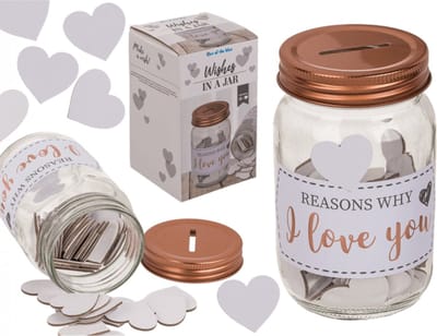 Glazen Weckpot - Reasons Why I Love You - 50 Hartjes - 12x7,5 cm