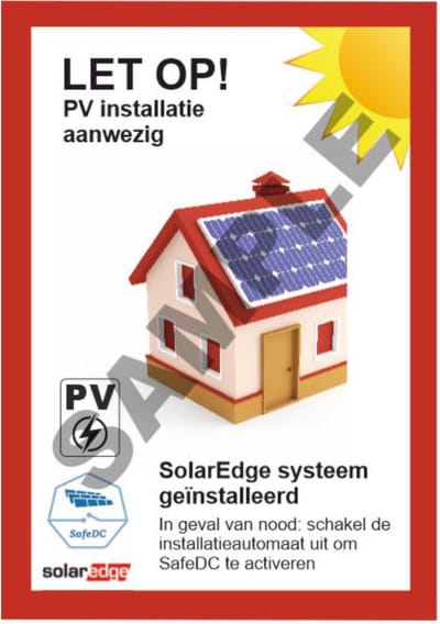 100 stuks PV stickers NEN1010 SolarEdge systemen 50x35mm