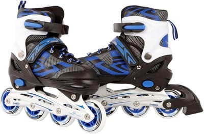 Street Rider inline skates blauw-zwart verstelbaar van maat 39-42 ABEC7 aluminium frame roze - inline skating.