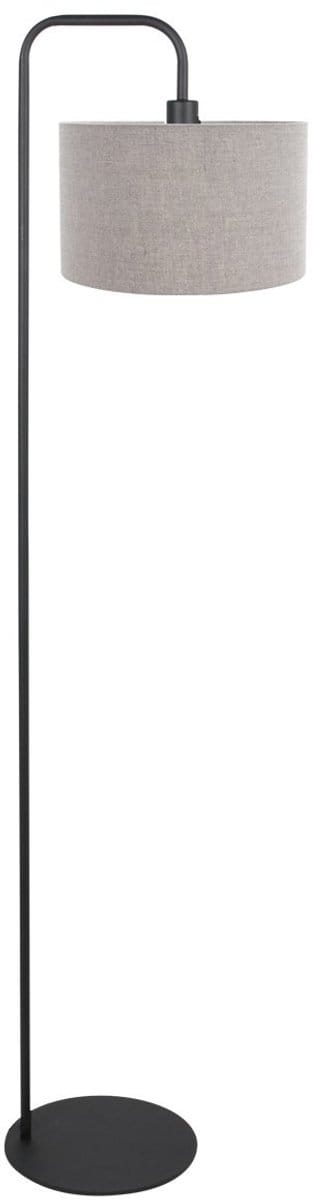 Vloerlamp Forma 4779ZW zwart met grof grijs linnen kap, metaal en stof, compacte afmeting 30x18 cm, trendy design - Mexlite