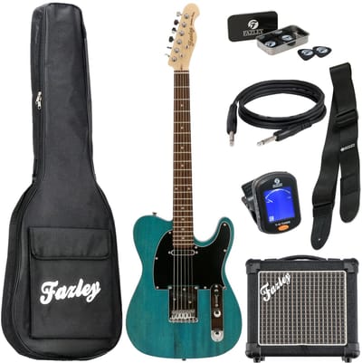 Elektrische gitaarset - incl. tas, tuner, band, kabel - Blauw Fazley