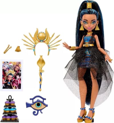 Monster High Cleo - Poppenhuis Dieren - Spelen en Verzamelen - Compleet met Accessoires - 34.6 cm - Paars Goud
