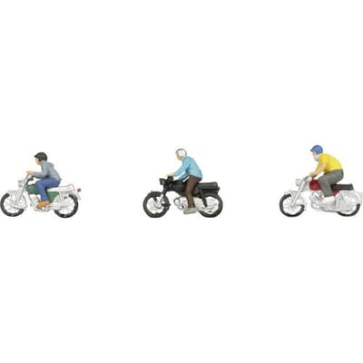 NOCH 15907 H0 Bromfietsers figuren Kant-en-klaar model, Kunststof model, Handbeschilderd, In beweging