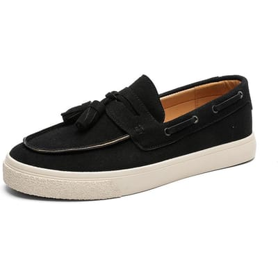 Suède Leer Handgemaakte Loafers Vrije Tijd Wandelen Heren Casual Schoenen Nieuw Design Casual Instappers Flats Veelzijdige Rijschoenen Mocassins 44 black