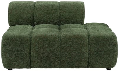 Vente-unique Chaise longue rechts in gemêleerde groene stof FACIVIL