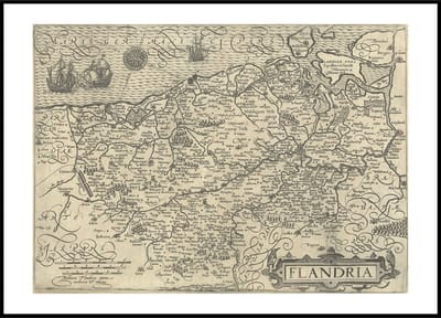 Poster Historische Oude Kaart Vlaanderen - Plattegrond Vlaanderen - Gent, Antwerpen - 50x70 cm