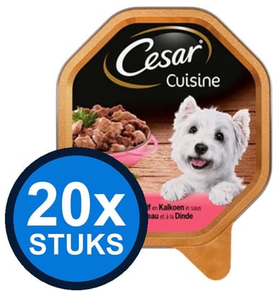 20x Cesar Cuisine - Kalf & Kalkoen - Hondenvoer - 150g
