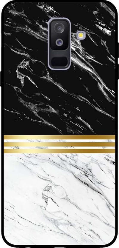 Smartphonica Telefoonhoesje voor Samsung Galaxy A6 Plus 2018 marmer look - backcover marmer hoesje - Zwart Wit geschikt voor Samsung Galaxy A6 Plus 2018