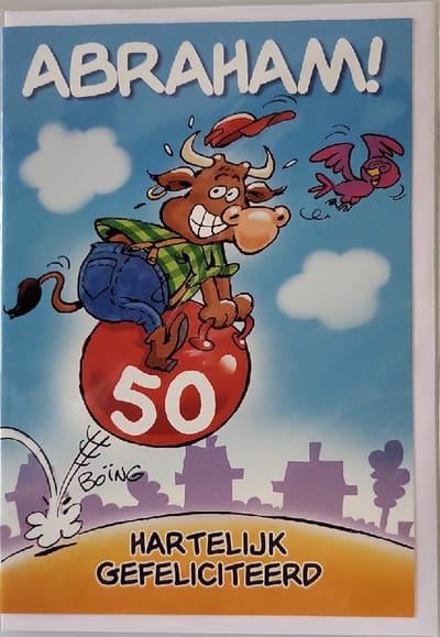 Abraham! Van harte gefeliciteerd! Doe vandaag maar lekker waar je zin in hebt deze dag is helemaal van jou! Een leuke kaart om zo te geven of om bij een cadeau te voegen. Een dubbele wenskaart inclusief envelop en in folie verpakt.