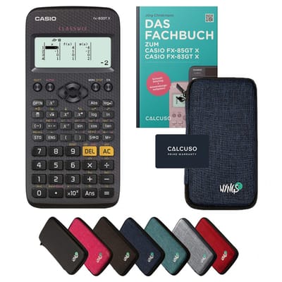 Casio fx-83GT X incl. beschermhoes Blauw & vakboek (64 pagina's, DIN A5) – Wetenschappelijke rekenmachine – Smart Set