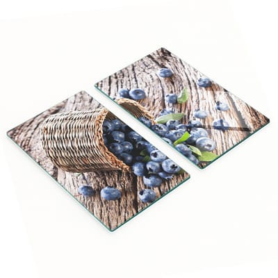 Glazen snijplanken met afbeeldingen van een bosbessenmandje, 2x30x52 cm