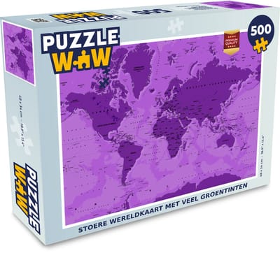 Puzzel Wereldkaart - Stoer - Groen - Legpuzzel - Puzzel 500 stukjes