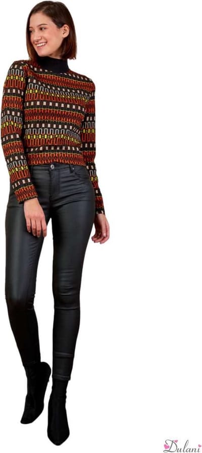 Broek Toxik3 Push-up normale taille skinny lederlook zwart gewatteerd