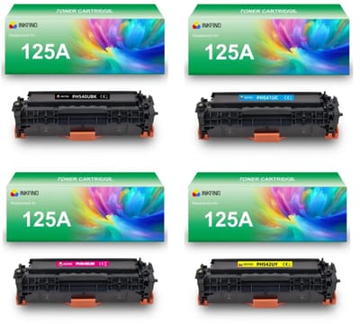 INKFIND 125AU (CB540A/541A/542A/543A) tonercartridge multipack van 4 stuks (Zwart+Cyaan+Magenta+Geel) compatibel met HP 125A (CB540A/CB541A/CB542A/CB543A) HP 128A (CE320A/CE321A/322A/323A) HP 131X (CF210X/211A/212A/213A) Canon 716 -4-pack BK/C/M/Y