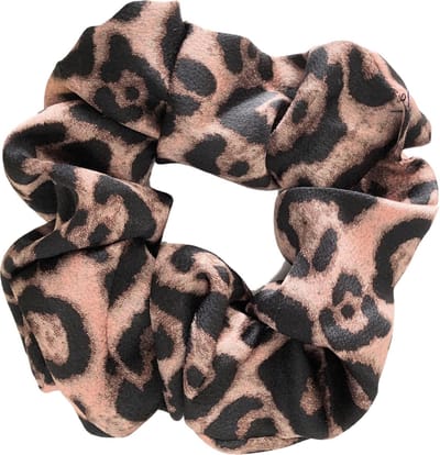 Scrunchie kraagjeskopen.nl - panterprint zwart koper satijn luxe  haarwokkel haarelastiek extra groot - 1 stuks - froezel