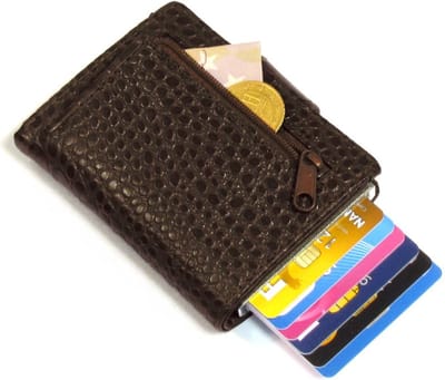Figuretta Croco RFID Creditcardhouder Leer met Muntgeldvak Bruin