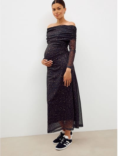Next - Dames - Bardot mesh zwangerschapsjurk - Zwart