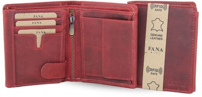 Fana Bags Luxe Leren Heren Portemonnee Rood - Buffelleer Portfeuille RFID Bordeaux - Hoogwaardig Leer - Cadeau Artikel Mannen