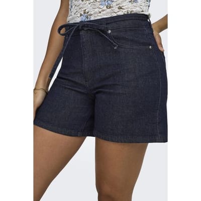 Only Broek Onlgianna Mw Belted Shorts Azg Dnm 15340706 Dark Blue Denim/ Rinse Dames Maat - S