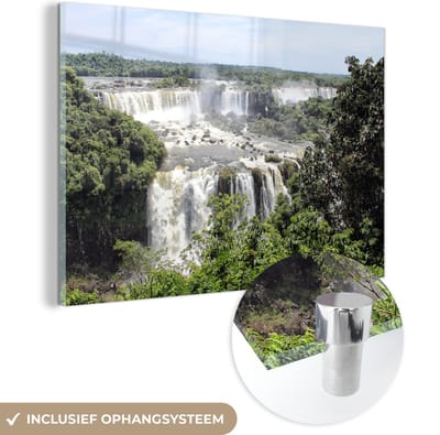® Glasschilderij 180x120 cm - Schilderij acrylglas - De watervallen van Iguaçu - Foto op glas - Muurdecoratie woonkamer - Wanddecoratie slaapkamer - Schilderijen