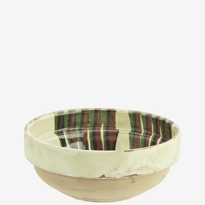 Madam Stoltz - Handbeschilderde Aardewerken Kom - Gebroken wit - Uniek - 16cm