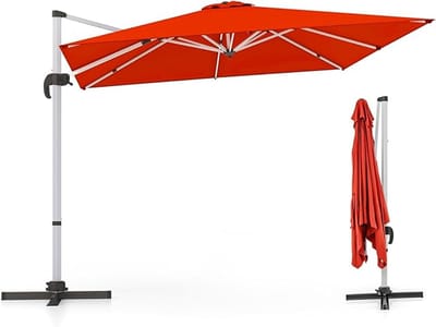 KOMFOTTEU Parasol rechthoek 300 cm - zweefparasol - aluminium stang - draaibaar - kantelbaar - tuinparasol - voor tuinen en balkons