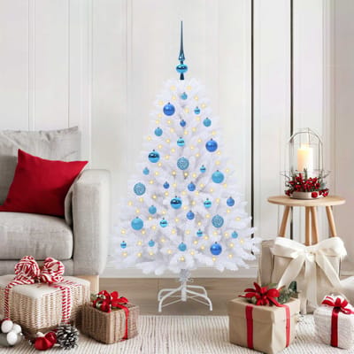 vidaXL - Kunstmatige - Hinged - Kerstboom - Wit - 120 - cm - PVC - en - Staal