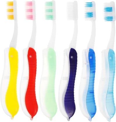Opvouwbare Tandenborstels - Reisset Tandenborstel - Hygiënisch Onderweg - Zachte Haren - 6 Stuks - Diverse Kleuren