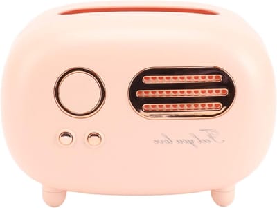 Vintage Radio Vorm Tissue Box - Mooie Decoratie voor Slaapkamer, Bureau en Woonkamer, Plastic (Roze)