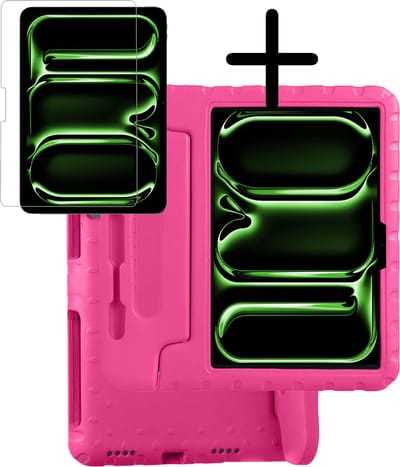 Hoesje Geschikt voor Apple iPad Pro (2024/2025) - 11 inch - Met Screenprotector - Kinderhoes Shockproof Bumper - Kidsproof Case - Tablet Hoes - Kinder Hoes Cover - Roze