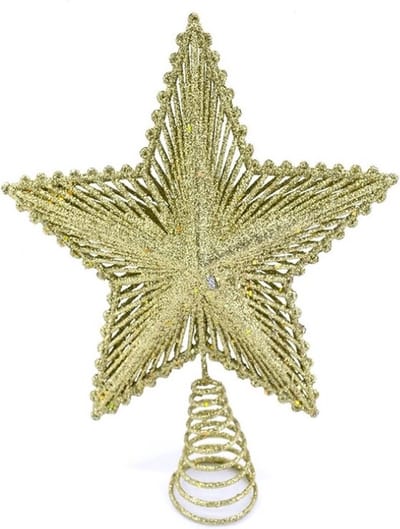 Gerimport Piek kerstboom - ster - goud - kunststof - 24 cm - Kerstpieken - Voor bomen tussen de 150 en 180 cm