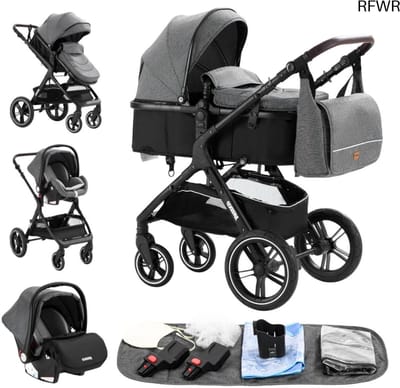 3-in-1 Kinderwagen - Citadines Combinatie Kinderwagen voor Kinderen van 0-36 Maanden, Vouwbaar en Driewieler